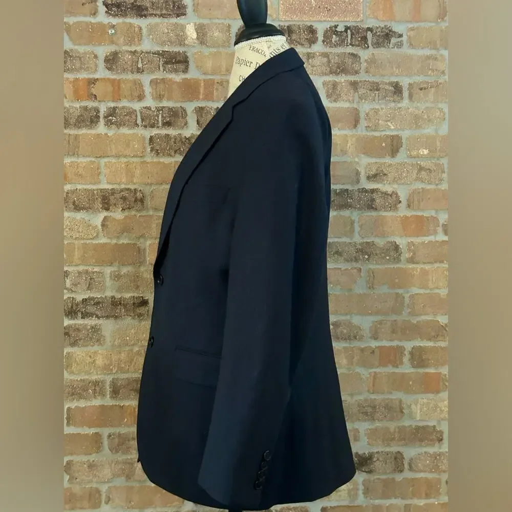 Brooks brothers 346 stretch navy blue wool sports coat blazer size 40R striped